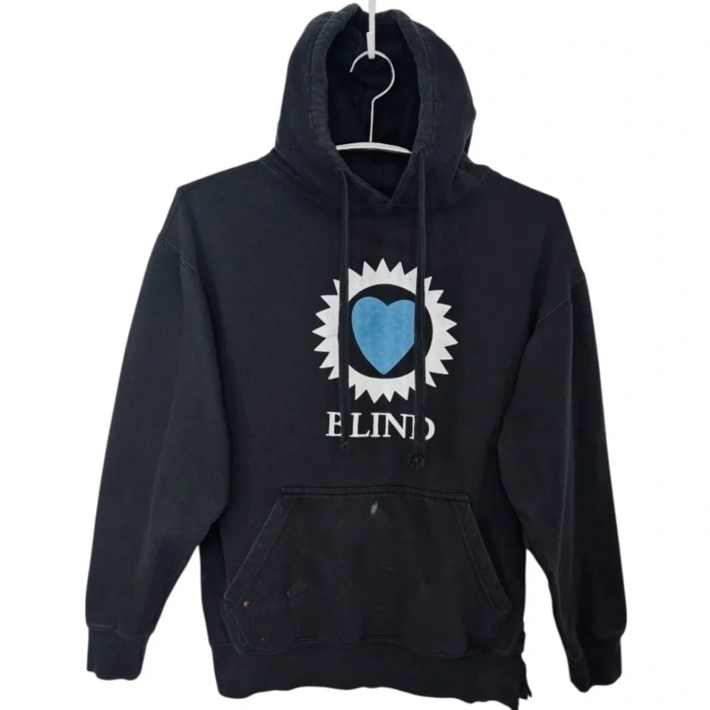 VINTAGE 90’s Blind Skateboards “Blind Heart” Graphic Black Hooded Sweatshirt